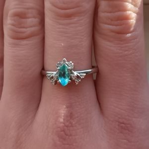 Stunning Aquamarine CZ Diamond Ring (Size 6 & 10)
